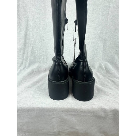 Wild Fable Womens Black Faux Leather Knee High Platform Block Heel Boots Size 7 - Picture 5 of 8